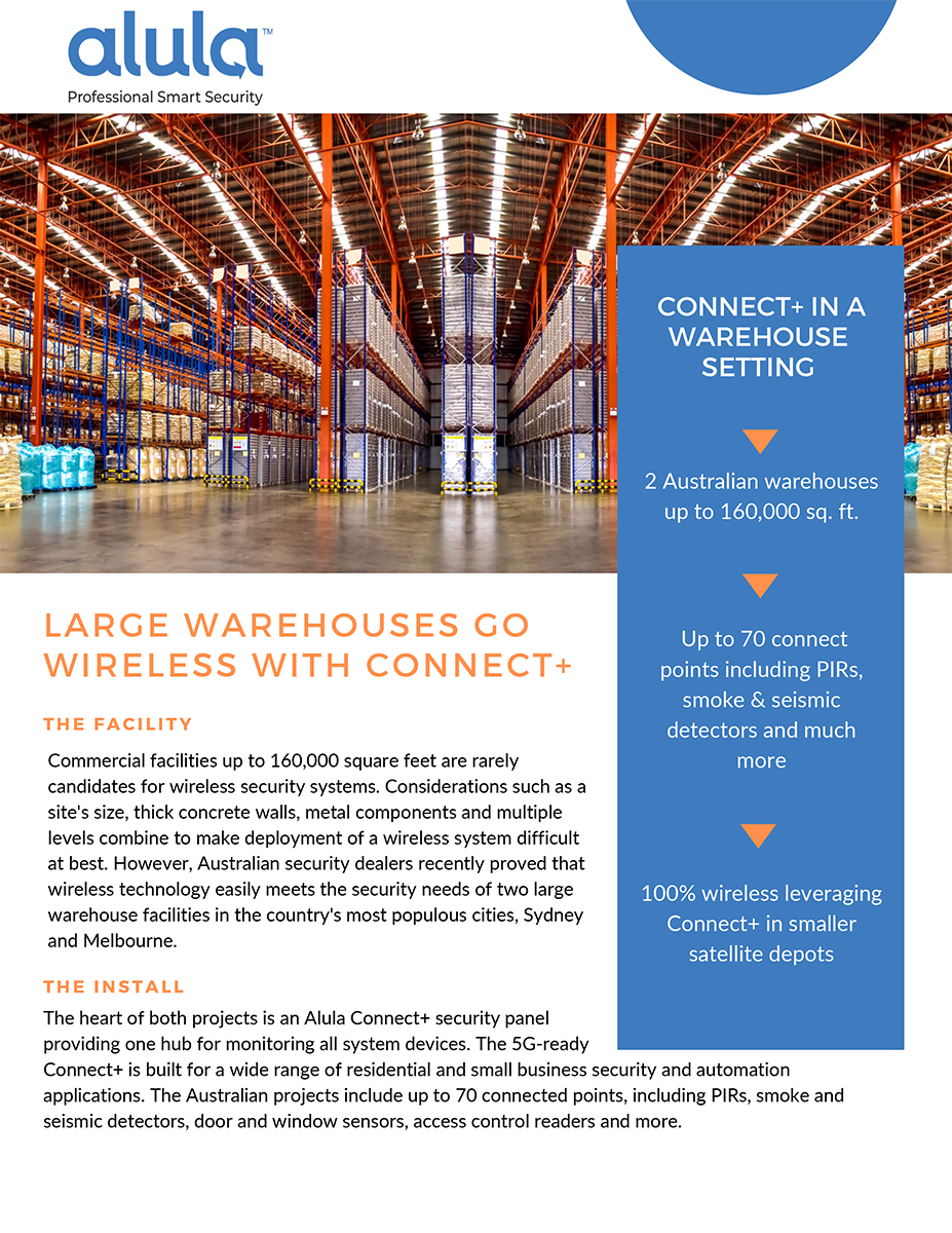 Case Study - Large Warehouses go Wireless with Connect+ - Alula