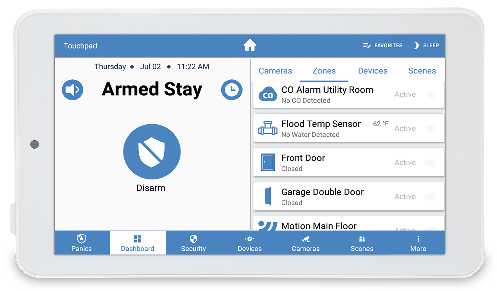 Slimline Touchpad Pro - Armed Stay Screen